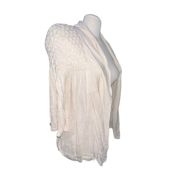 CEst City Open-Front Textured Knit Cardigan Sweater Sz Large Womens Cream Long S - Picture 10 of 10